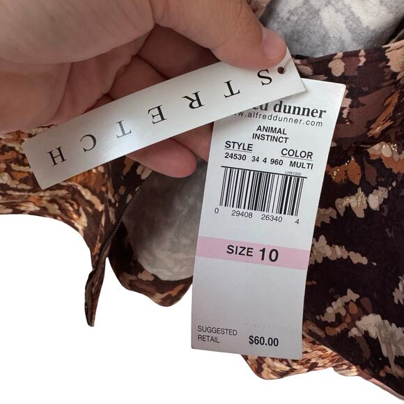 Alfred Dunner Animal Instinct Jacket 10 Gold Shimmer Brown Stretch NWT - Picture 3 of 11